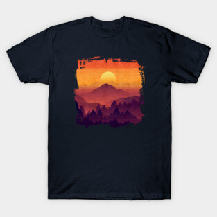 Golden Sunset In The Misty Mountains T-Shirt